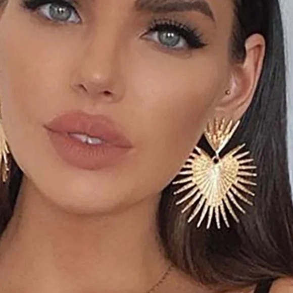 Gold Spiked Drop Earrings - Picture 1 of 7